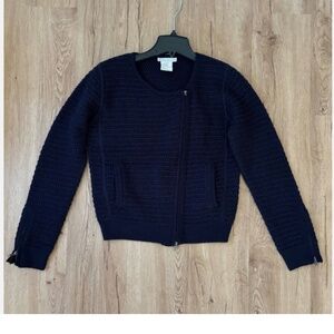 ★Paul & Joe Sister Navy Zip Front Chunky Knit Cardigan Sweater Size 3★